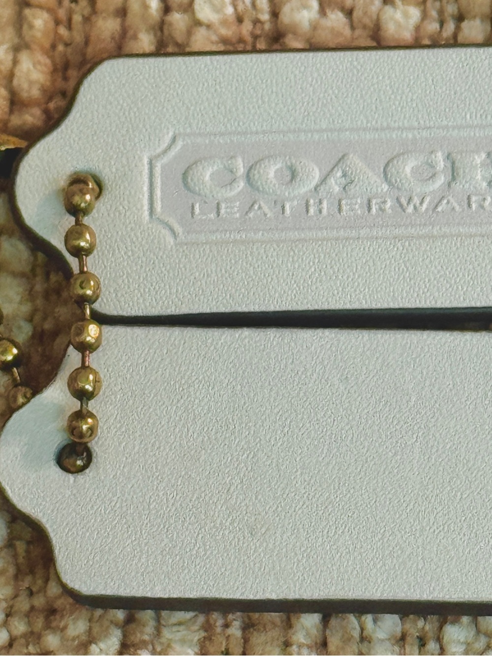 Coach Leather Double Sided Embossed + the gold stamped Curved Zip Bag Tag - Picture 8 of 15